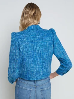L'AGENCE Spring Collection|Blazers & Jackets|Kasey Tweed Jacket Caribbean Blue Multi Tweed