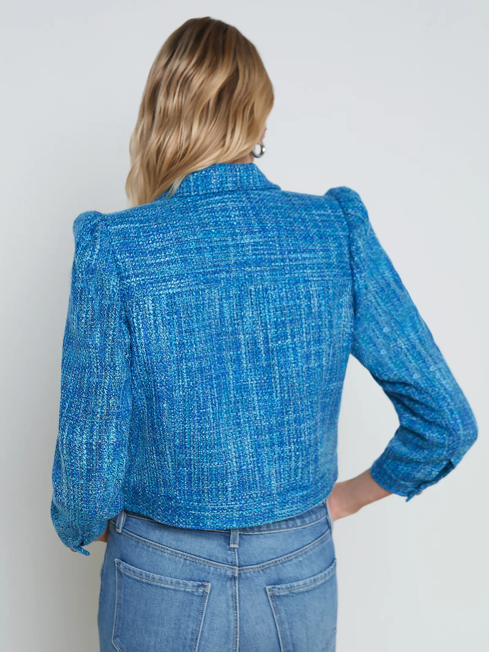 L'AGENCE Spring Collection|Blazers & Jackets|Kasey Tweed Jacket Caribbean Blue Multi Tweed