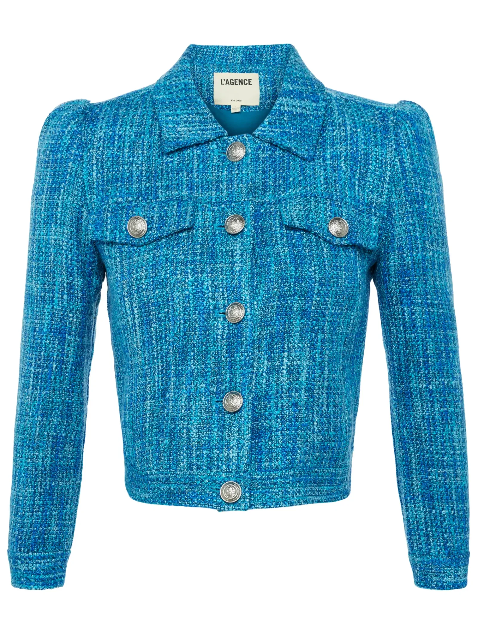 L'AGENCE Spring Collection|Blazers & Jackets|Kasey Tweed Jacket Caribbean Blue Multi Tweed