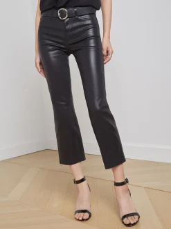 L'AGENCE All Things Black|Back in Stock|Kendra Coated Cropped Flare Jean Noir Coated