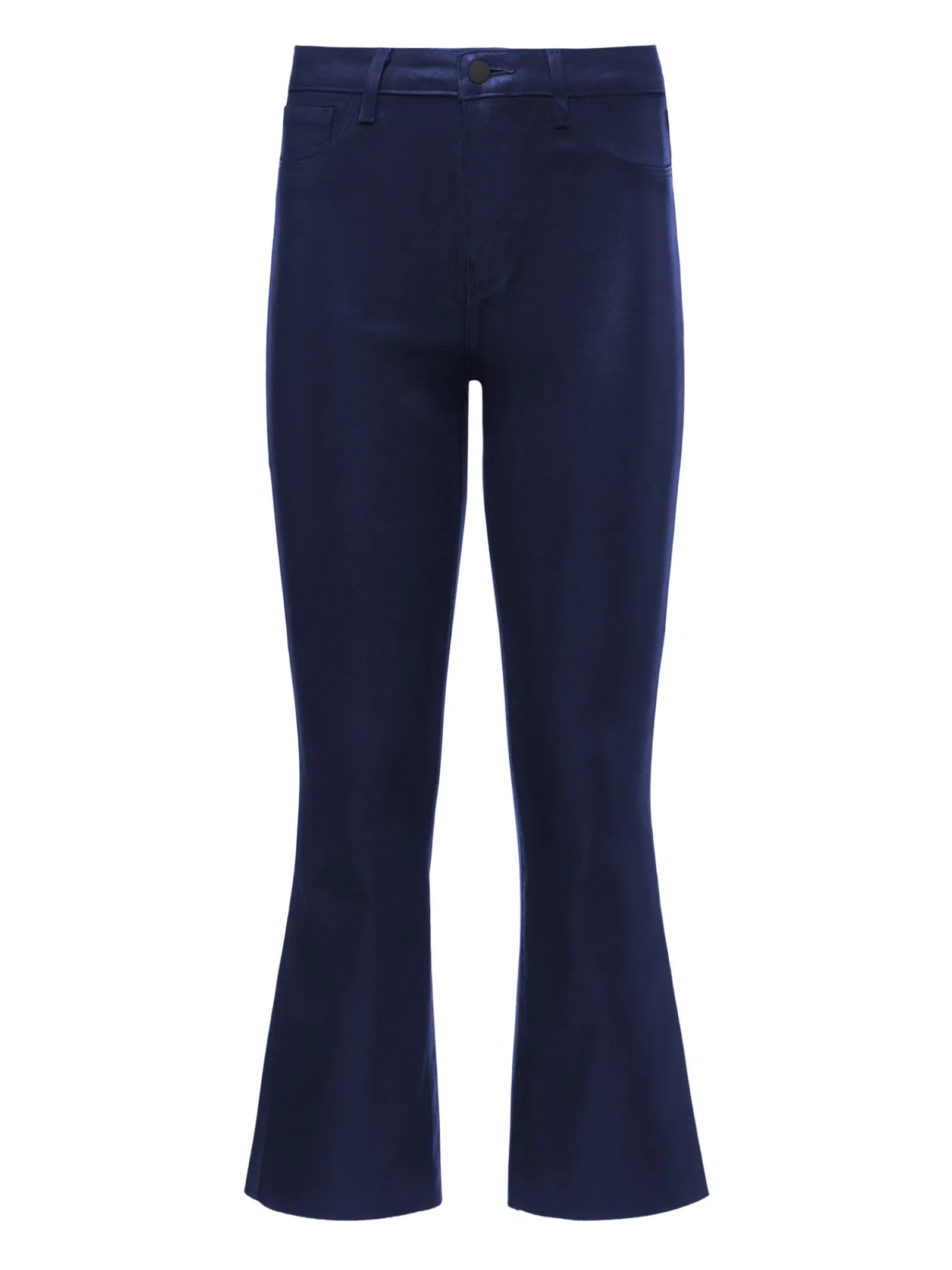 L'AGENCE Petite|Flare & Bootcut|Kendra Coated Cropped Flare Jean Midnight Coated