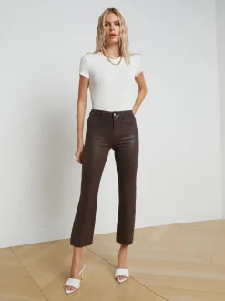 L'AGENCE Petite|Flare & Bootcut|Kendra Coated Cropped Flare Jean Espresso Coated