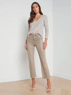 L'AGENCE Petite|Flare & Bootcut|Kendra Coated Cropped Flare Jean Rye Coated