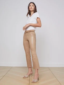 L'AGENCE Petite|Flare & Bootcut|Kendra Coated Cropped Flare Jean Cappuccino Coated