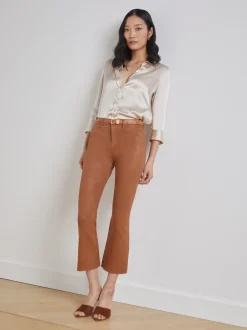 L'AGENCE Petite|Flare & Bootcut|Kendra Coated Cropped Flare Jean Java Coated