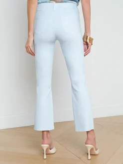 L'AGENCE Spring Collection|Petite|Kendra Coated Cropped Flare Jean Ice Water/White Contrast Coated
