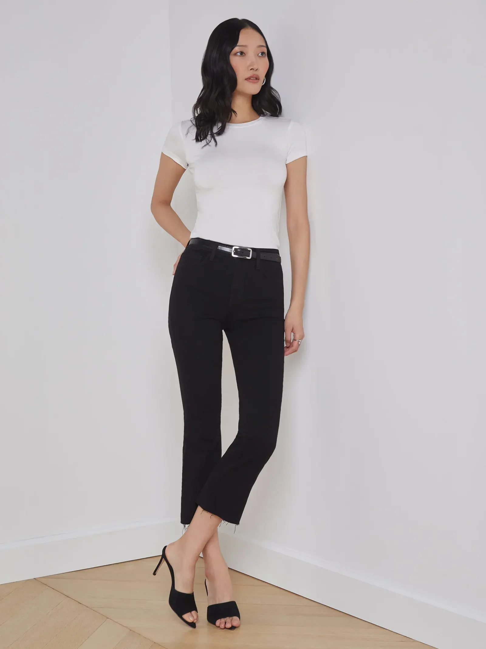 L'AGENCE All Things Black|Petite|Kendra Cropped Flare Jean Black
