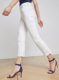 L'AGENCE Nouveau Whites|Petite|Kendra Cropped Flare Jean Blanc