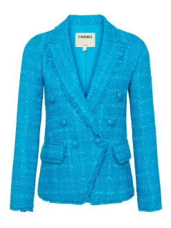 L'AGENCE Spring Collection|Blazers & Jackets|Kenzie Fringe Blazer Caribbean Blue