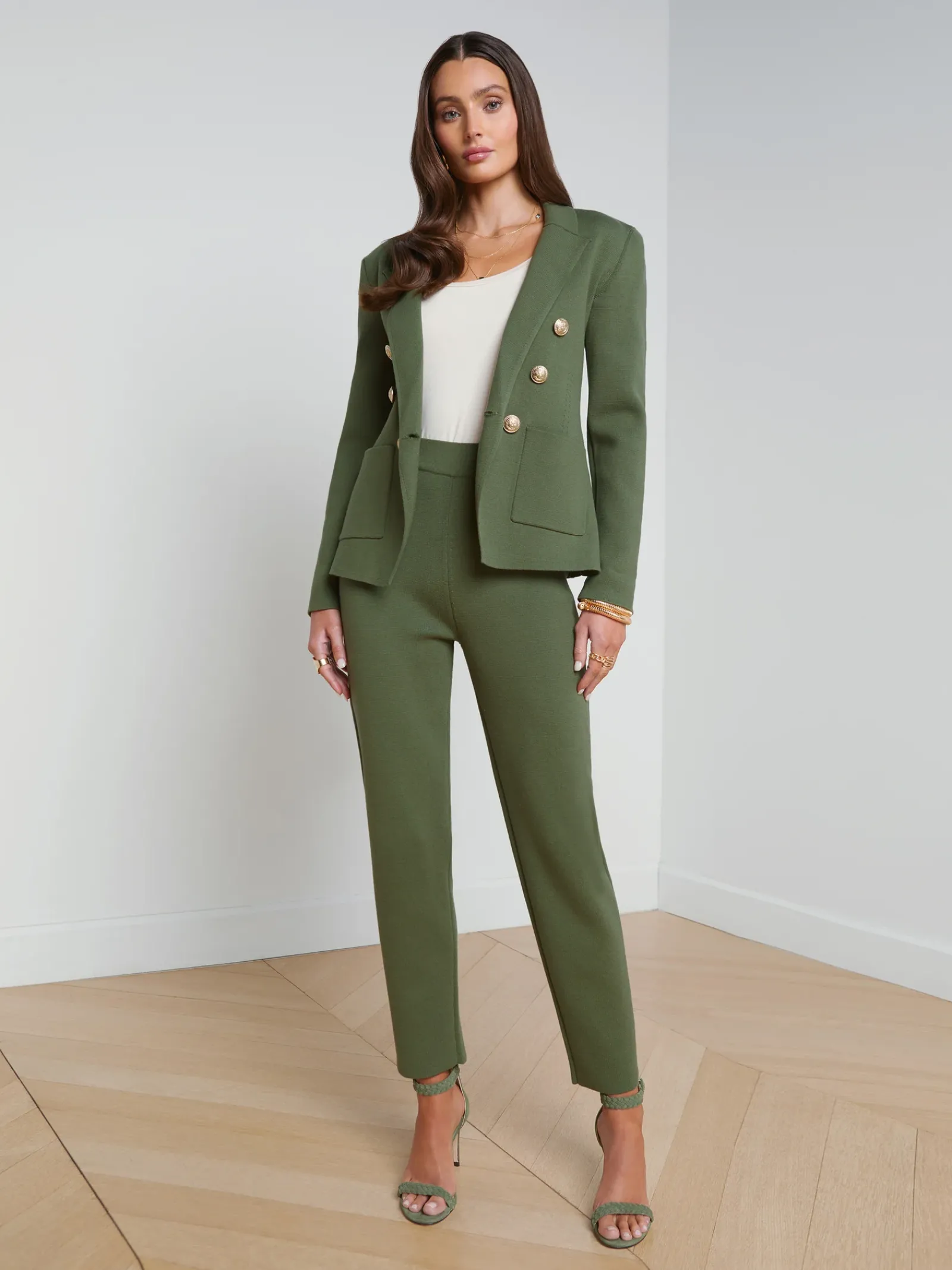 L'AGENCE Sets|Spring Collection|Kenzie Knit Blazer Clover/Gold