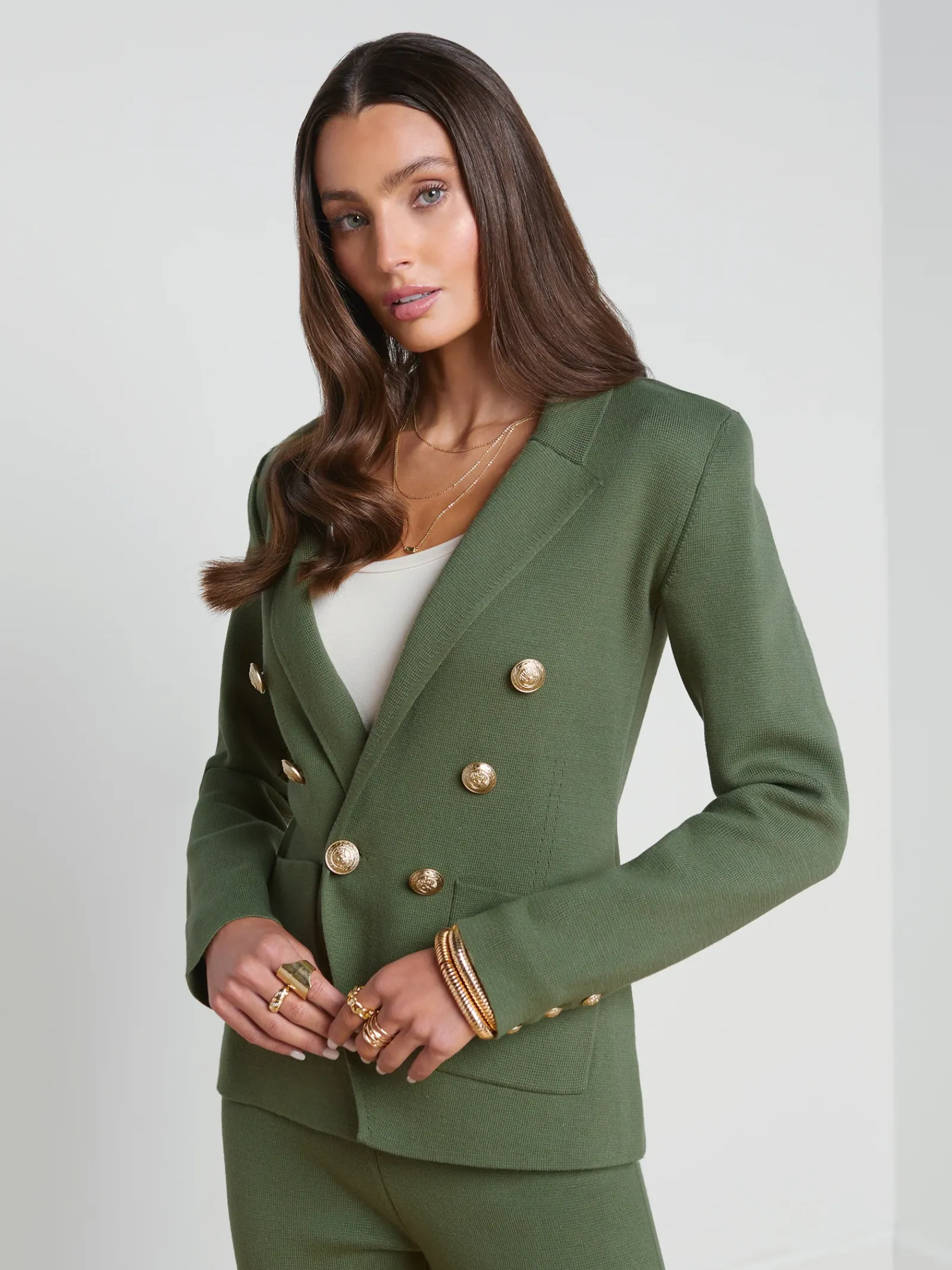 L'AGENCE Sets|Spring Collection|Kenzie Knit Blazer Clover/Gold