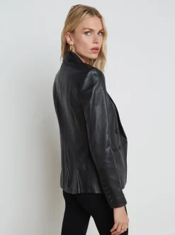 L'AGENCE All Things Black|Leather|Kenzie Leather Blazer Black/Black