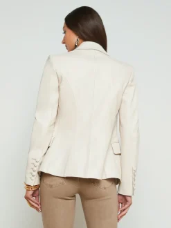 L'AGENCE Spring Collection|Leather|Kenzie Leather Blazer Champagne