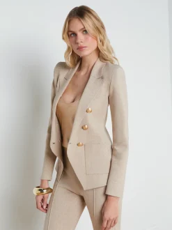 L'AGENCE Sets|Spring '24 Catalog|Kenzie Metallic Knit Blazer Pale Khaki