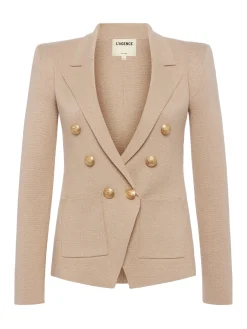 L'AGENCE Sets|Spring '24 Catalog|Kenzie Metallic Knit Blazer Pale Khaki