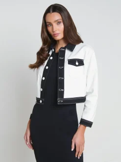 L'AGENCE Spring Collection|Denim Jackets|Koda Contrast Denim Jacket White/Black
