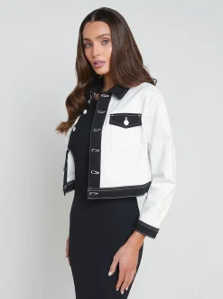 L'AGENCE Spring Collection|Denim Jackets|Koda Contrast Denim Jacket White/Black