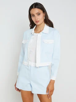 L'AGENCE Spring '24 Catalog|Spring Collection|Koda Contrast Denim Jacket ICE WATER/WHITE