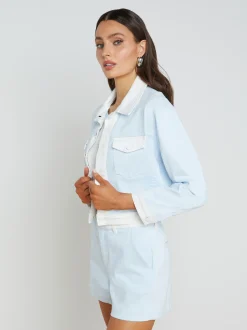 L'AGENCE Spring '24 Catalog|Spring Collection|Koda Contrast Denim Jacket ICE WATER/WHITE