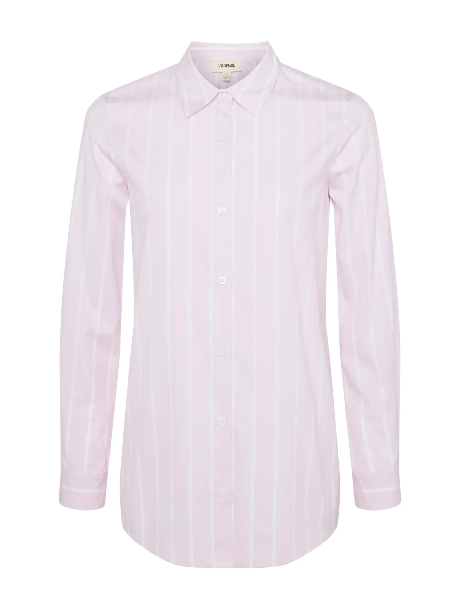 L'AGENCE Spring Collection|Blouses & Tops|Layla Back-Vent Poplin Tunic Lilac Snow/White Stripe