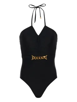 L'AGENCE Spring Collection|Swimwear|Leila Halter One-Piece Swimsuit Black