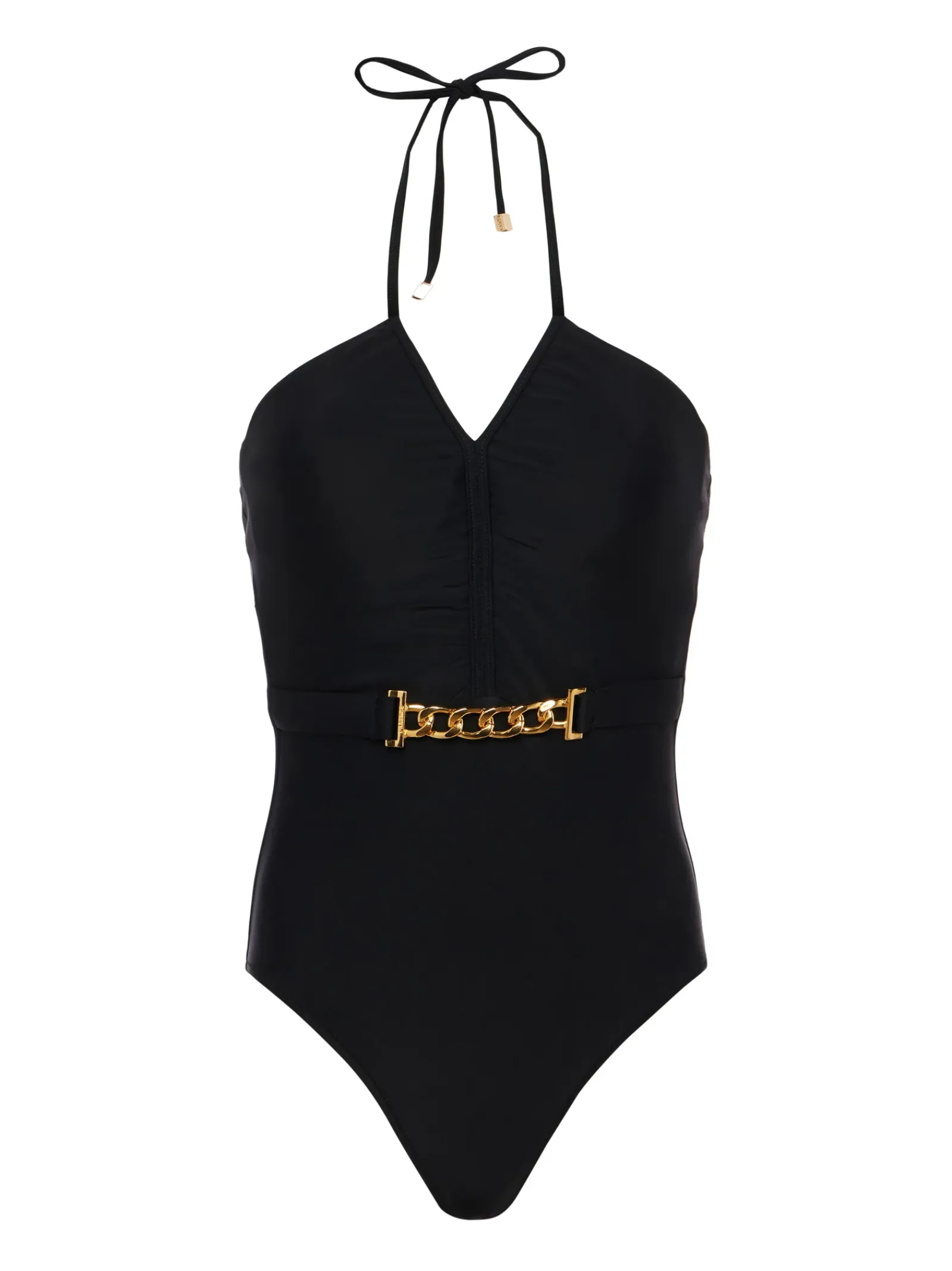 L'AGENCE Spring Collection|Swimwear|Leila Halter One-Piece Swimsuit Black