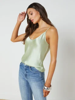 L'AGENCE Online Exclusives|Spring '24 Catalog|Lexi Silk Camisole Laurel Green