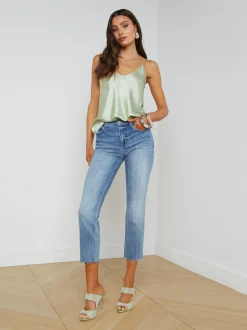L'AGENCE Online Exclusives|Spring '24 Catalog|Lexi Silk Camisole Laurel Green