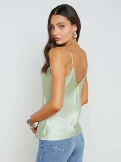 L'AGENCE Online Exclusives|Spring '24 Catalog|Lexi Silk Camisole Laurel Green