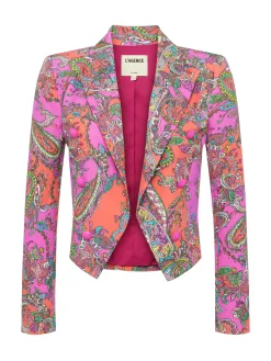 L'AGENCE Print Edition|Spring Collection|Lila Open-Front Blazer Rhodamine Multi Bright Pop Paisley