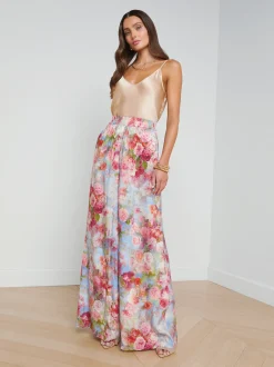 L'AGENCE Sets|Print Edition|Lillian Wide-Leg Pant Multi Soft Cloud Floral