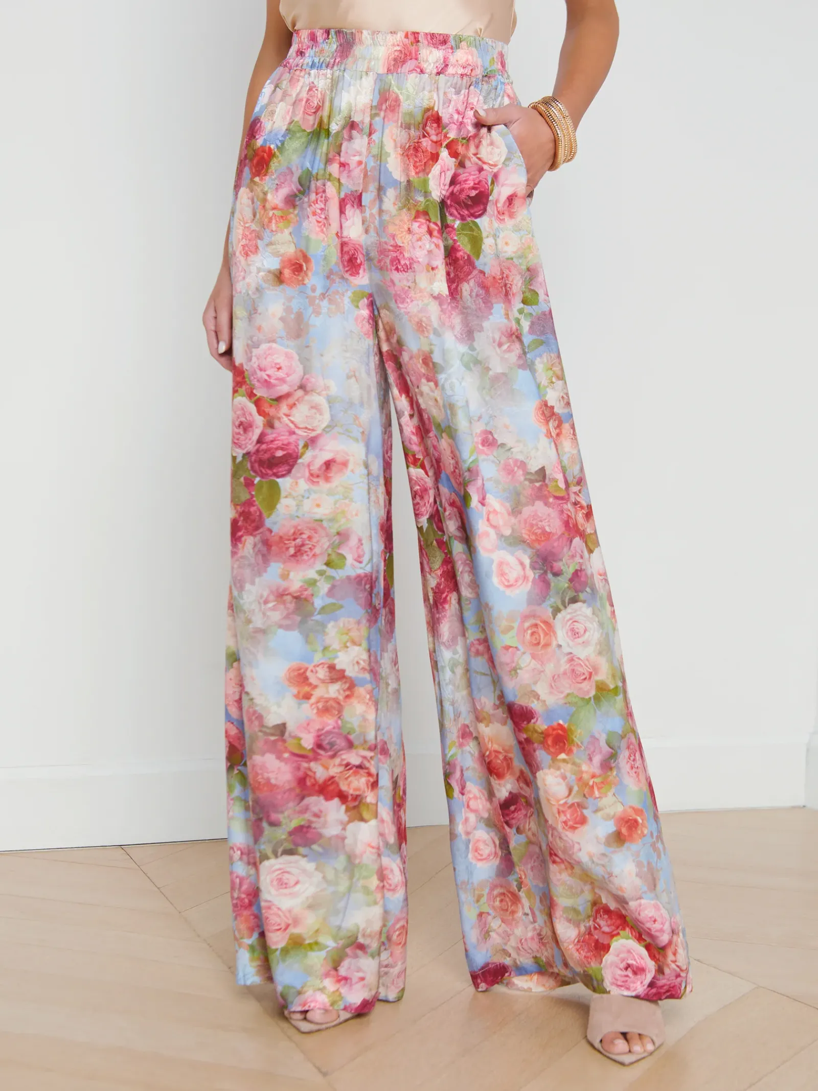 L'AGENCE Sets|Print Edition|Lillian Wide-Leg Pant Multi Soft Cloud Floral