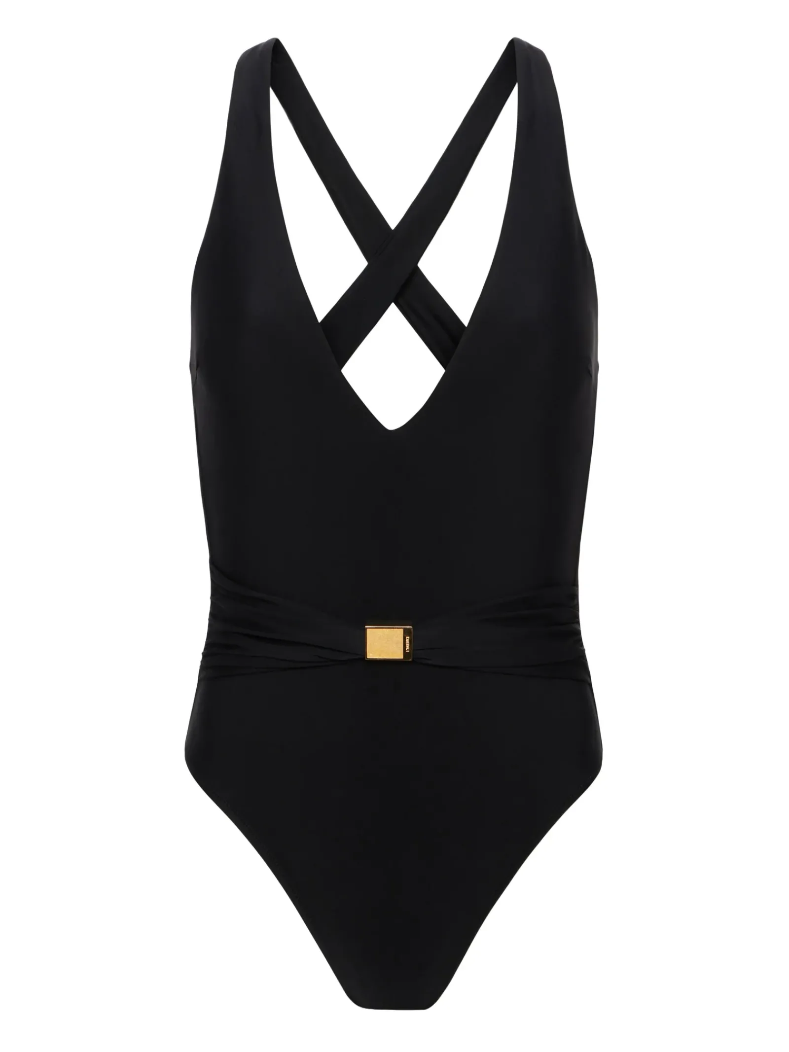 L'AGENCE Spring Collection|Swimwear|Lisa Plunge One-Piece Swimsuit Black