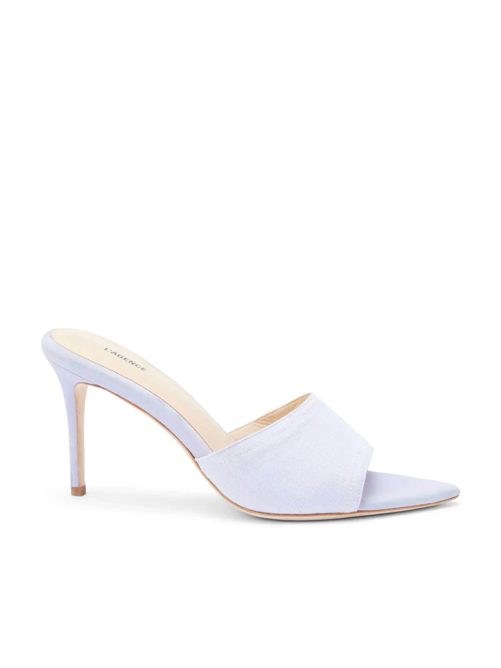 L'AGENCE Resort Collection|Mules|Lolita Open Toe Mule Lilac Denim