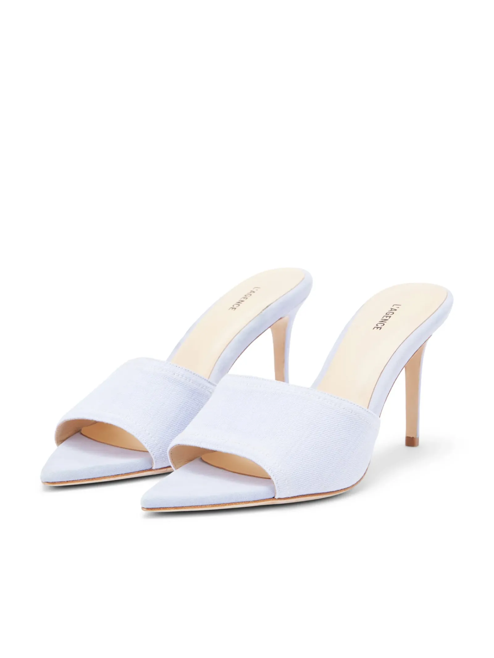 L'AGENCE Resort Collection|Mules|Lolita Open Toe Mule Lilac Denim