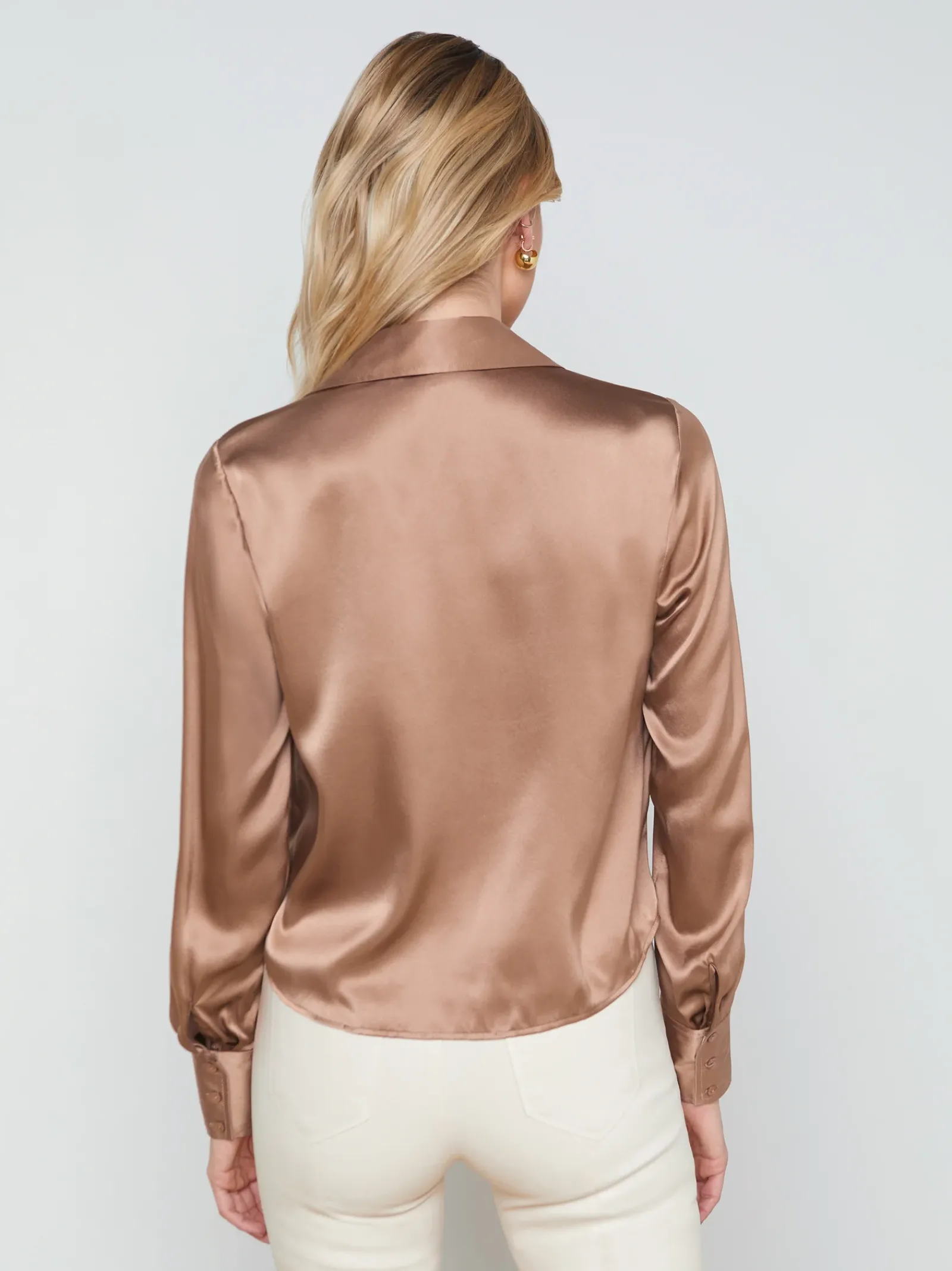 L'AGENCE Spring Collection|Silks|Lotus Silk Blouse Mocha