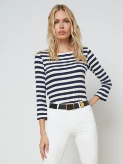 L'AGENCE Online Exclusives|Resort Collection|Lucille Tee Navy/White Stripe