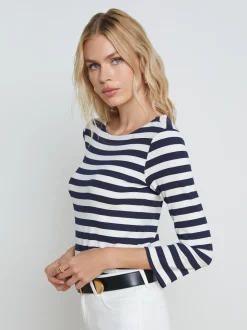 L'AGENCE Online Exclusives|Resort Collection|Lucille Tee Navy/White Stripe