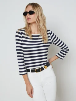 L'AGENCE Online Exclusives|Resort Collection|Lucille Tee Navy/White Stripe