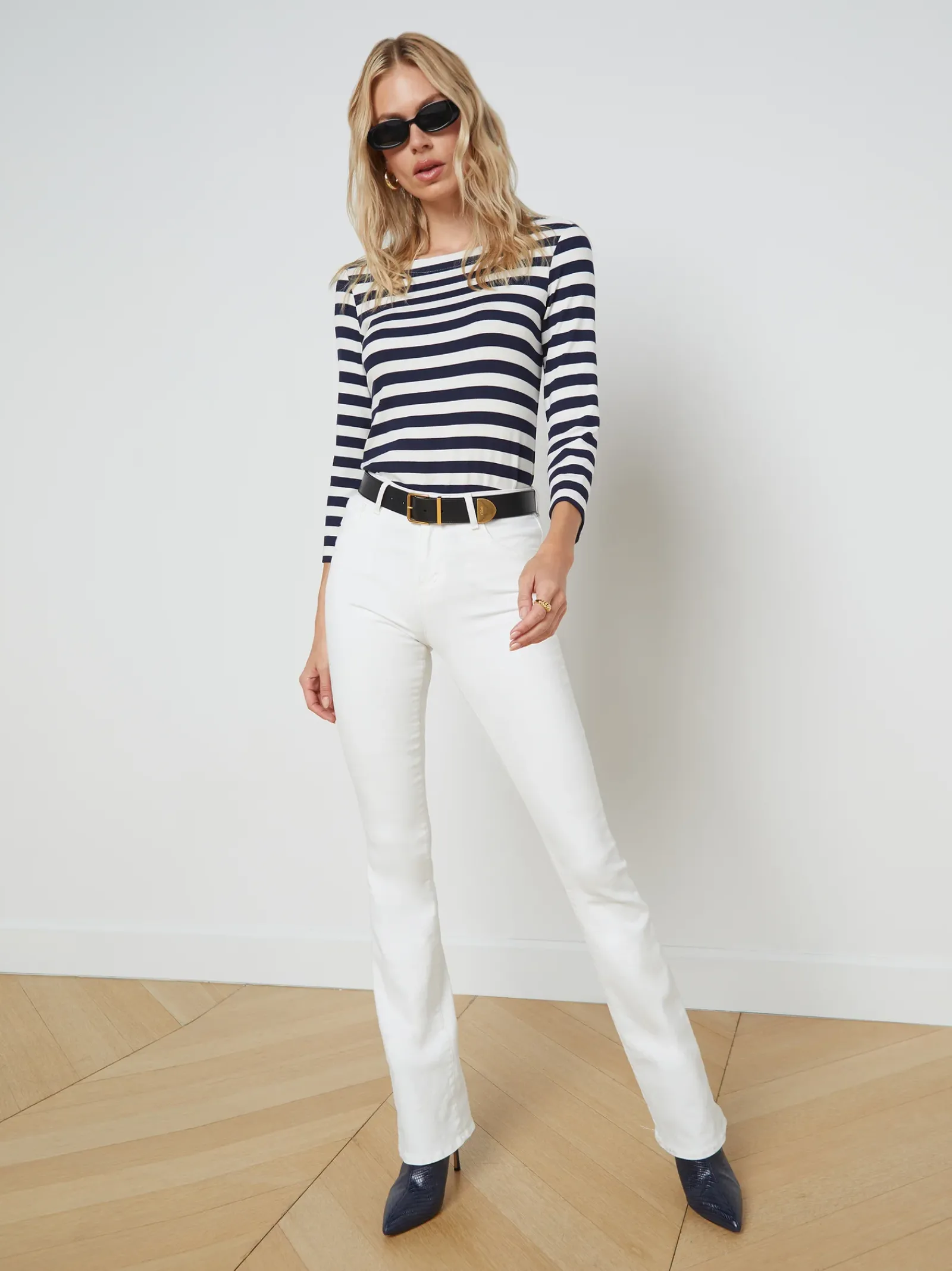 L'AGENCE Online Exclusives|Resort Collection|Lucille Tee Navy/White Stripe