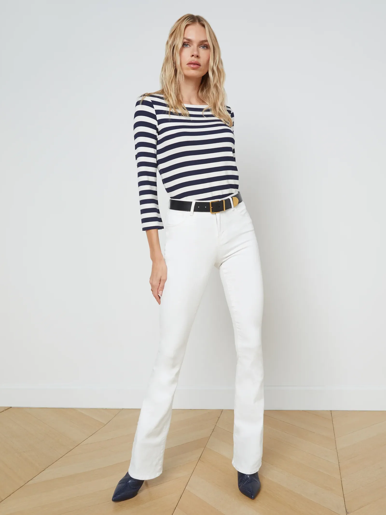 L'AGENCE Online Exclusives|Resort Collection|Lucille Tee Navy/White Stripe