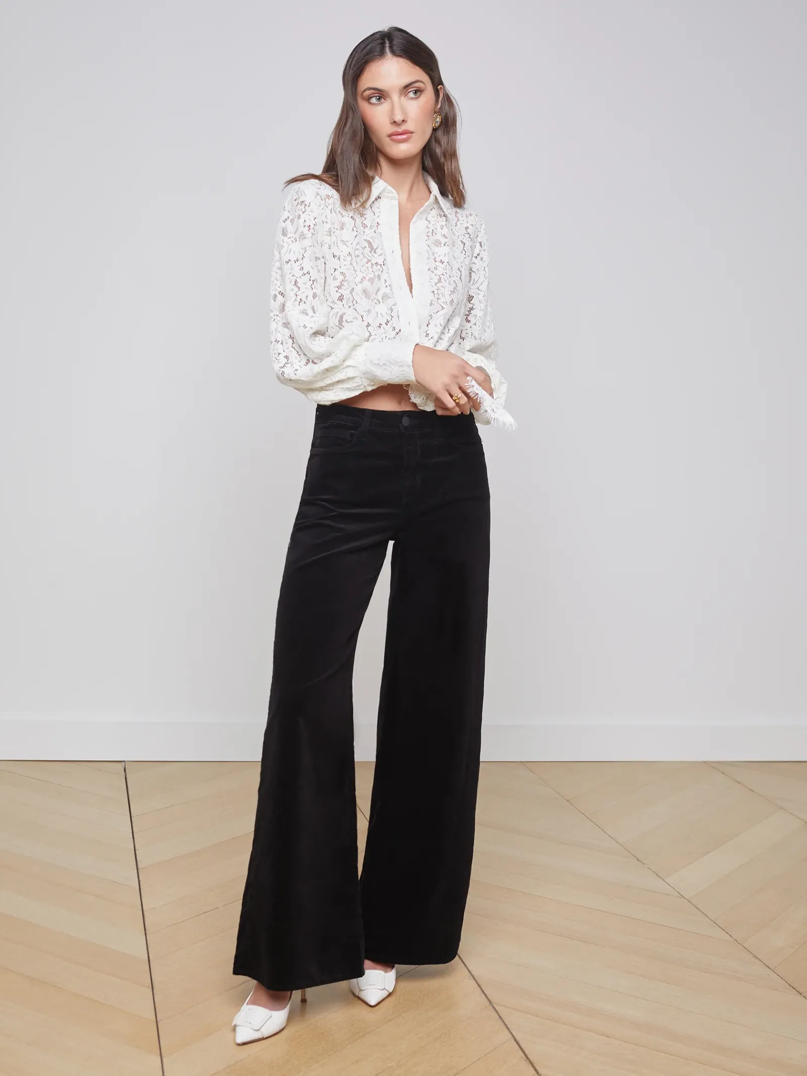 L'AGENCE Wide & Relaxed|Velvet Denim|Maghra Velvet Jean Noir