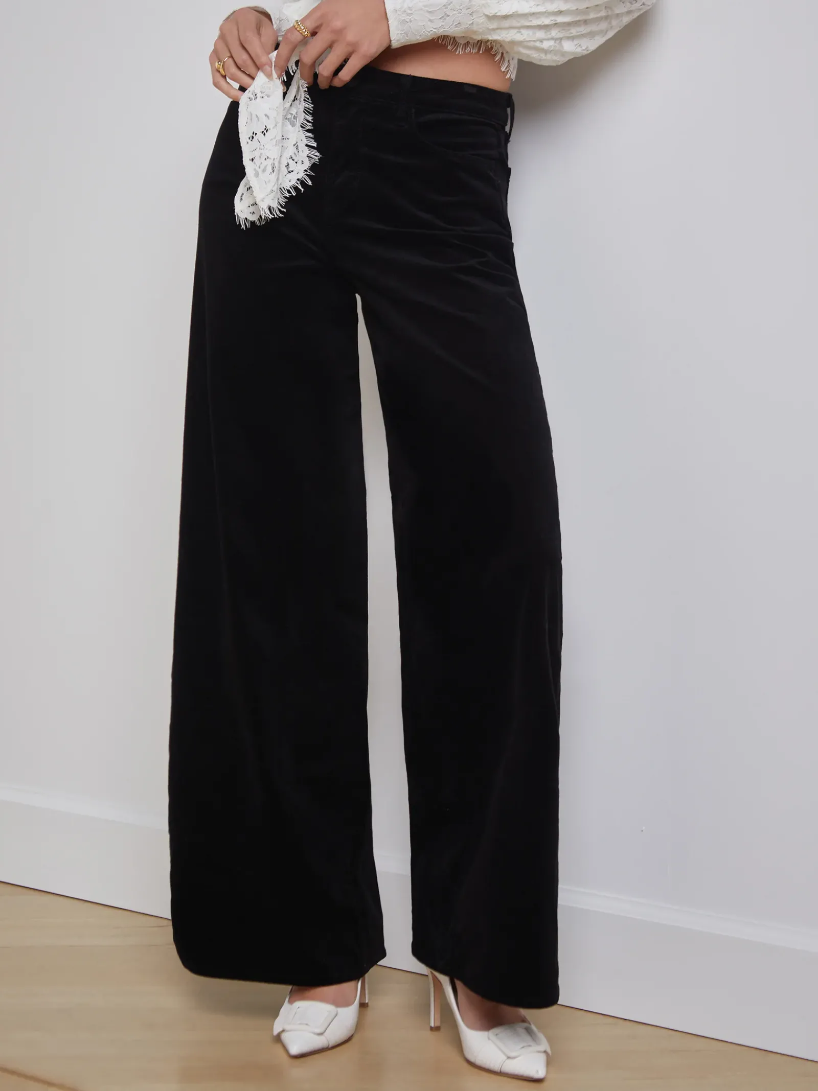 L'AGENCE Wide & Relaxed|Velvet Denim|Maghra Velvet Jean Noir