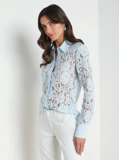 L'AGENCE Spring '24 Catalog|Spring Collection|Maia Floral Lace Blouse Ice Water