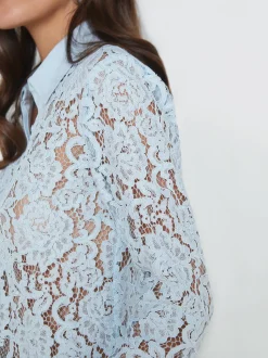 L'AGENCE Spring '24 Catalog|Spring Collection|Maia Floral Lace Blouse Ice Water