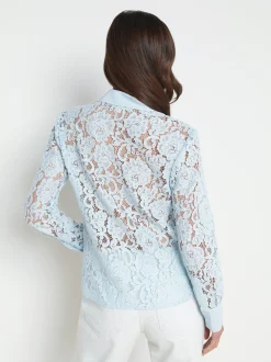 L'AGENCE Spring '24 Catalog|Spring Collection|Maia Floral Lace Blouse Ice Water