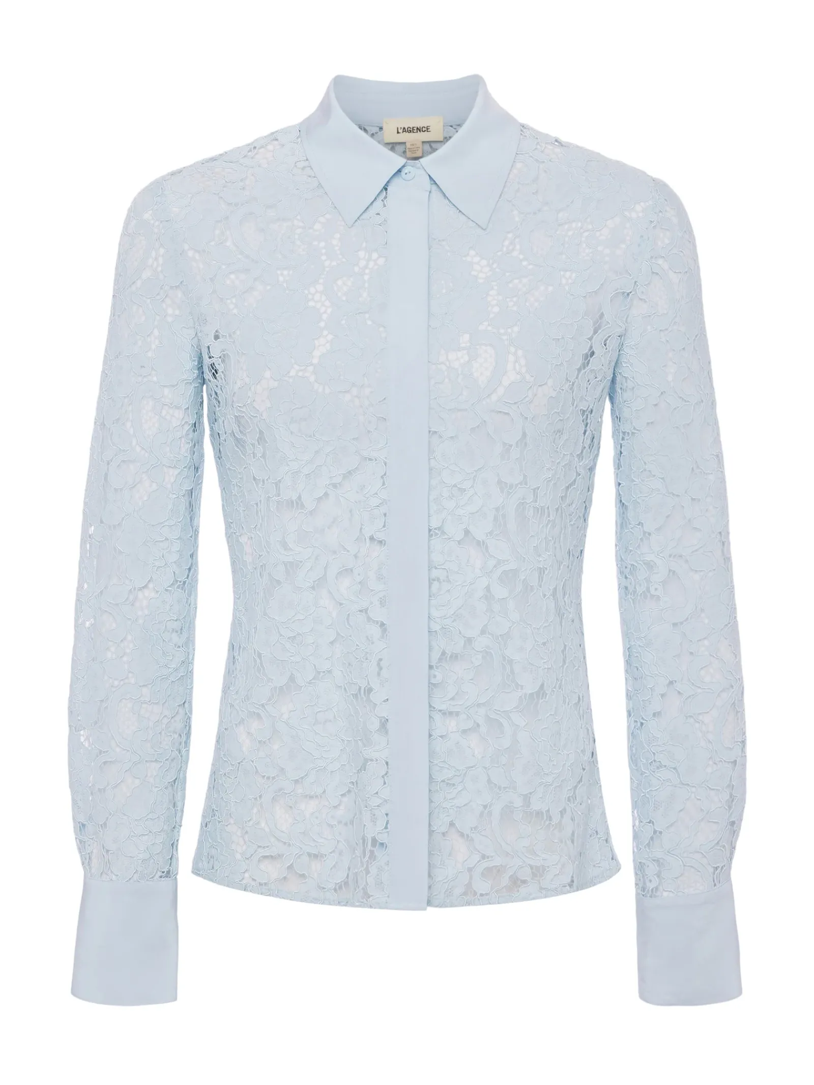 L'AGENCE Spring '24 Catalog|Spring Collection|Maia Floral Lace Blouse Ice Water