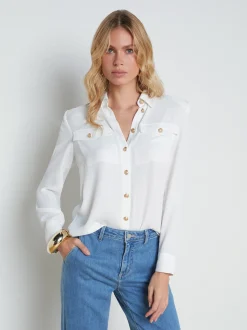 L'AGENCE Spring Collection|Blouses & Tops|Maisy Cargo Pocket Shirt Ivory
