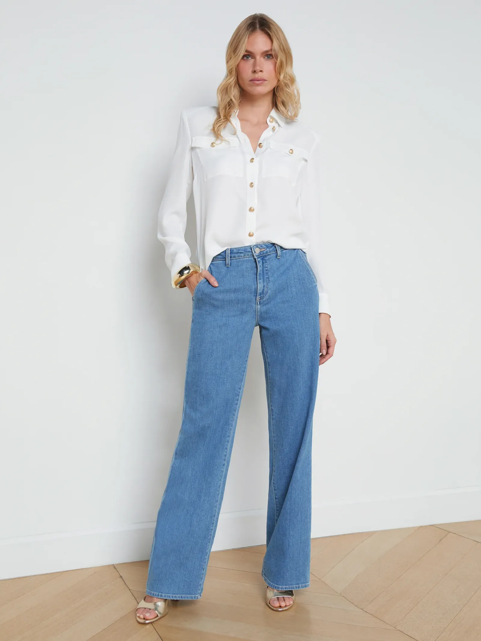 L'AGENCE Spring Collection|Blouses & Tops|Maisy Cargo Pocket Shirt Ivory
