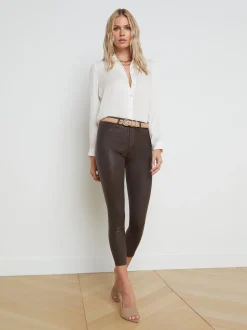 L'AGENCE Skinny|Coated Denim|Margot Coated Skinny Jean Espresso Coated